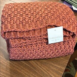 Threshold Knit Blanket in Warm Rust